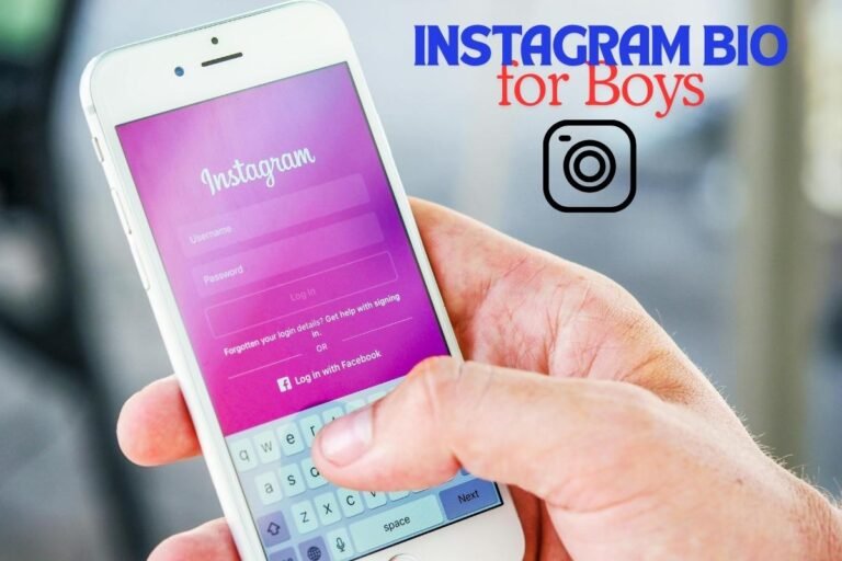 Instagram Bio for Boys login screen on smartphone