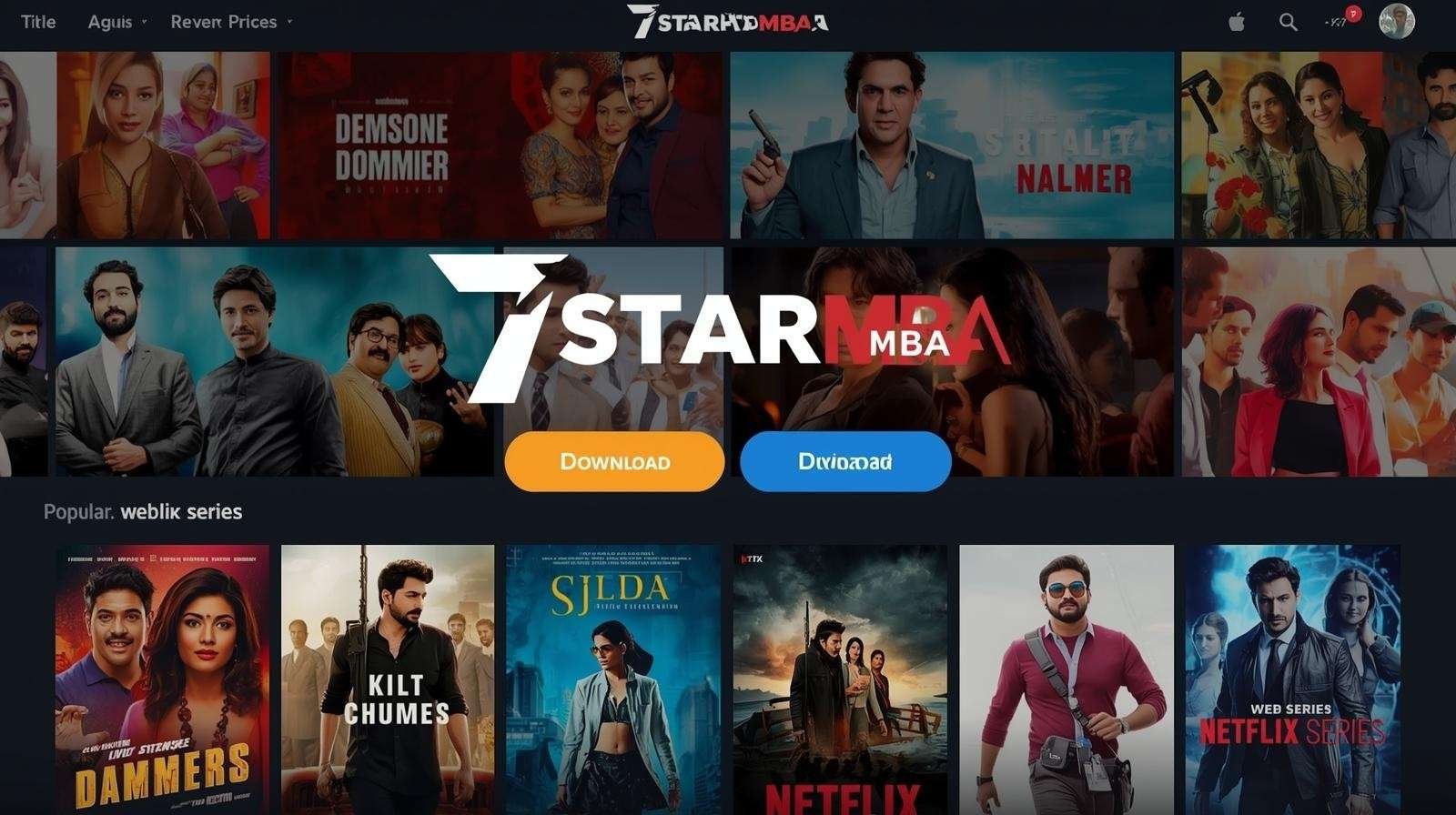 7starhd mba movie download website homepage with web series and Bollywood movies