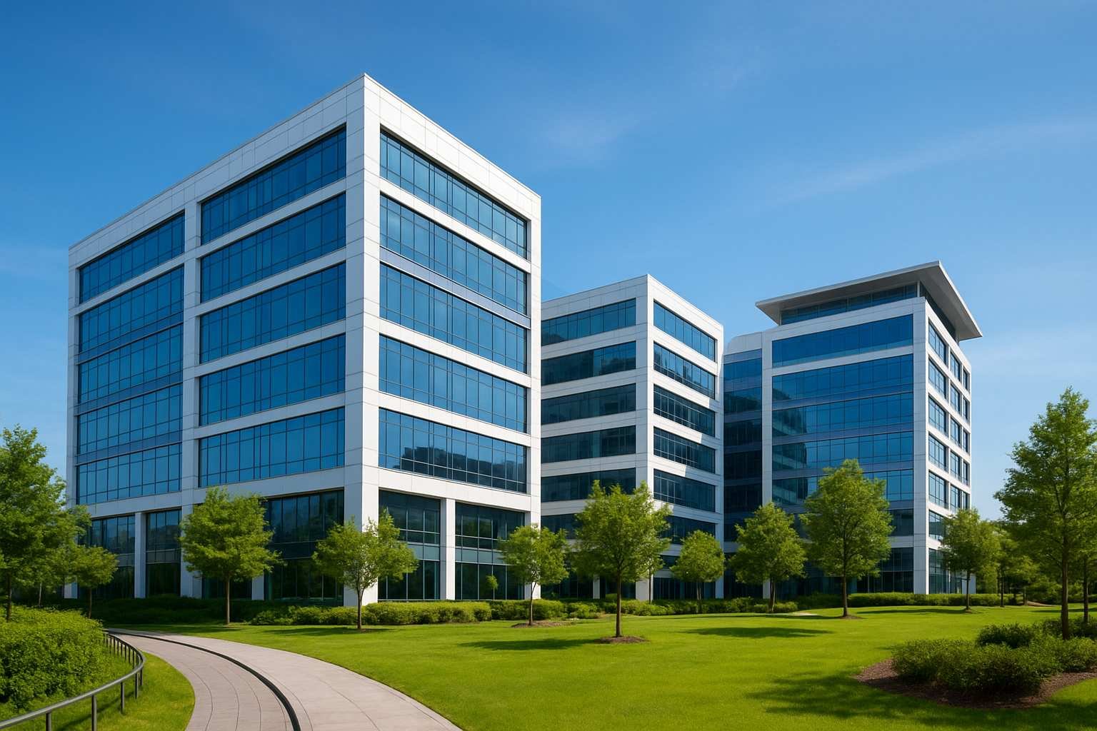 Modern office buildings at Weikfield IT Citi Info Park in Pune